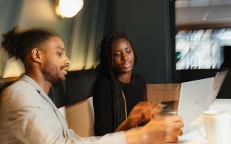 Coleagues working at a table