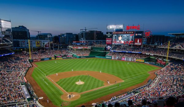 Baseball pitch at night - Washington DC